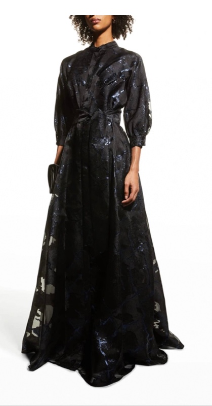 Slenderizing Teri Jon Beautiful Navy/Black Gown for Sale