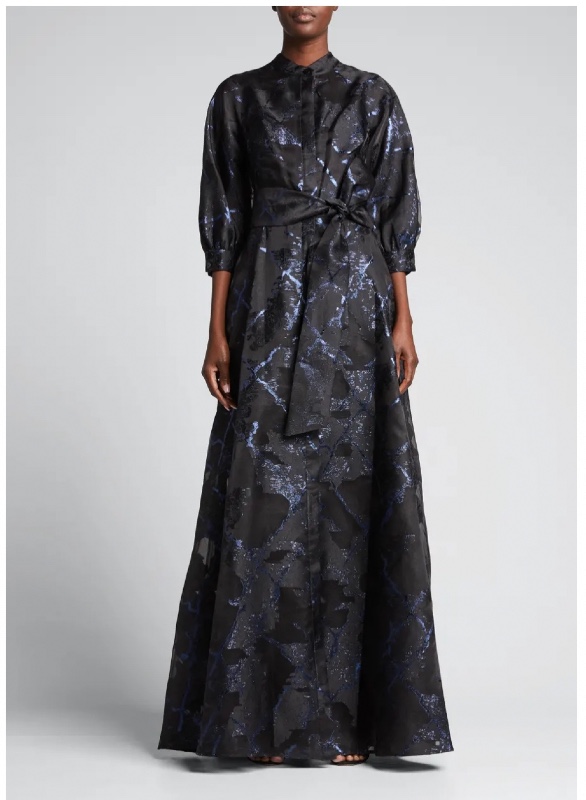 Slenderizing Teri Jon Beautiful Navy/Black Gown for Sale