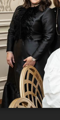 Super Flattering Black Feathery Gown for Sale