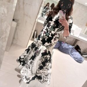 Beautiful black and white velvet gown for Rent/Sale