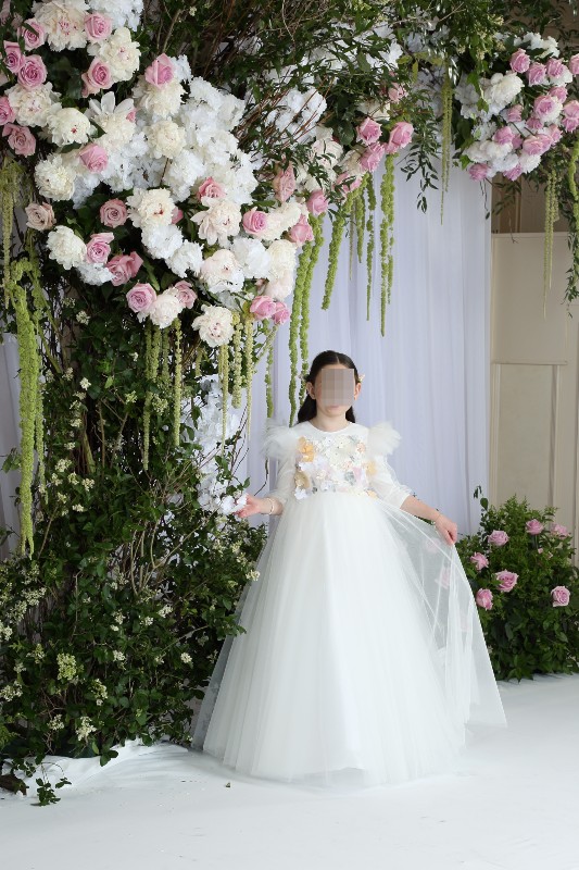 Two matching precious white tulle gowns for sale