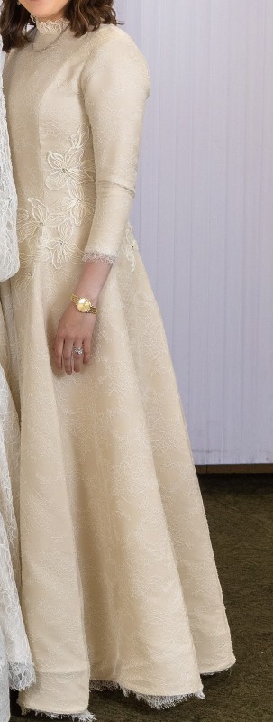 Beautiful Custom Off white/cream High neck Lace gown for Rent/Sale