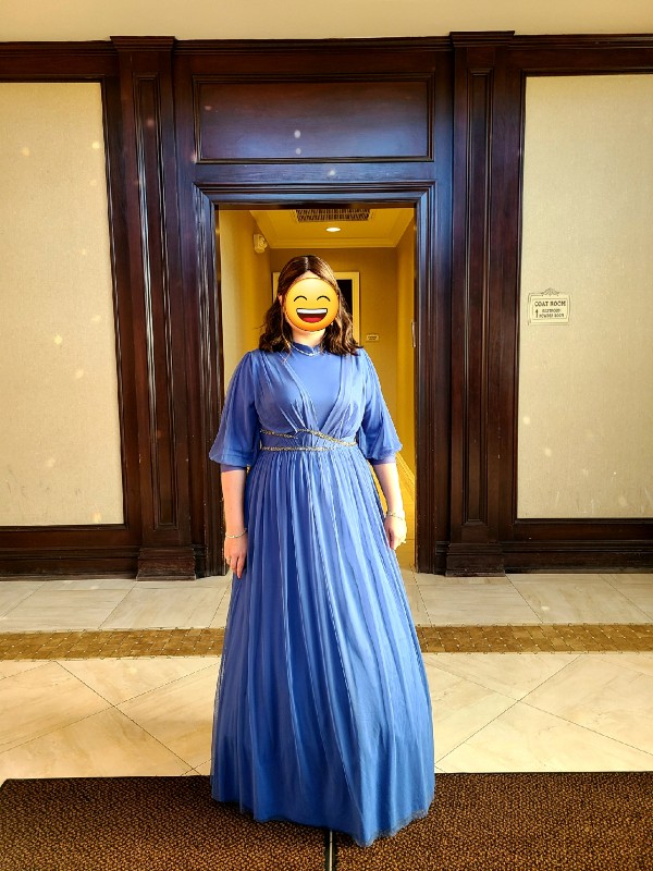 Beautiful elegant blue Rachelle gown for sale
