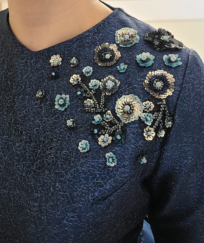 Elegant custom-made blue gown for Sale