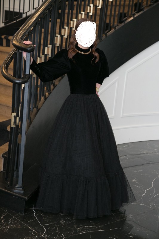 Custom sister of the bride black gown for sale