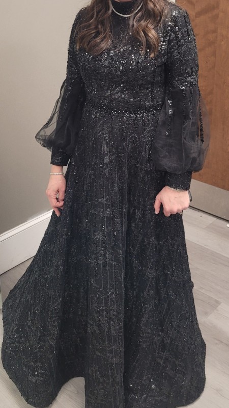 Elegant mother of the bride Miri couture black gown for Rent/Sale