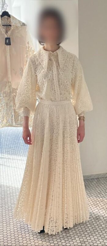 Unusual magnificent ivory lace dress for sale
