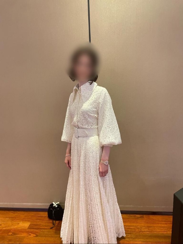 Unusual magnificent ivory lace dress for sale
