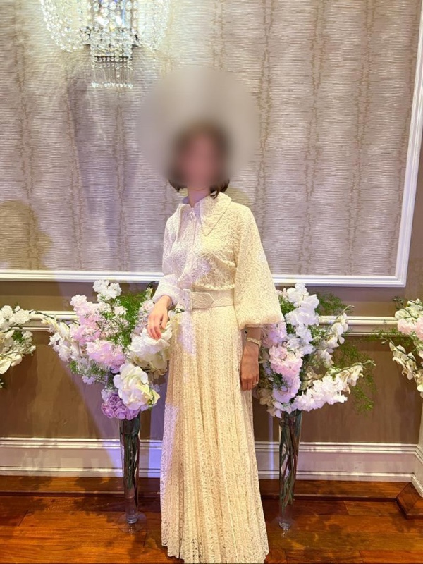 Unusual magnificent ivory lace dress for sale