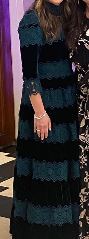 Costarellos Green Velvet/Lace Gown for sale