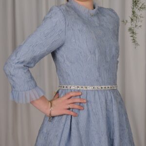 Stunning light blue swarovski beaded teens gown for Sale
