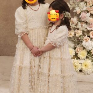 Adorable, fresh ivory floral tulle gowns with gold sparkle for sale