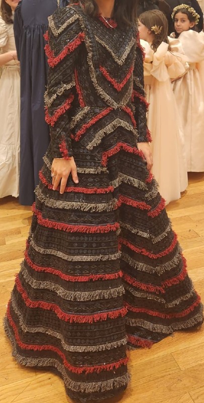 Beautiful couture by chavy gown black and burgundy for sale