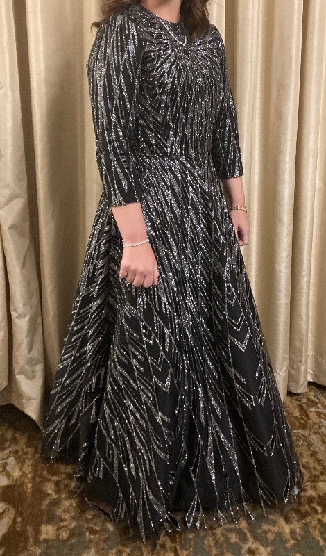 Stunning Sister or Mother of Bride Black and Silver Exquisite Gown for Sale
