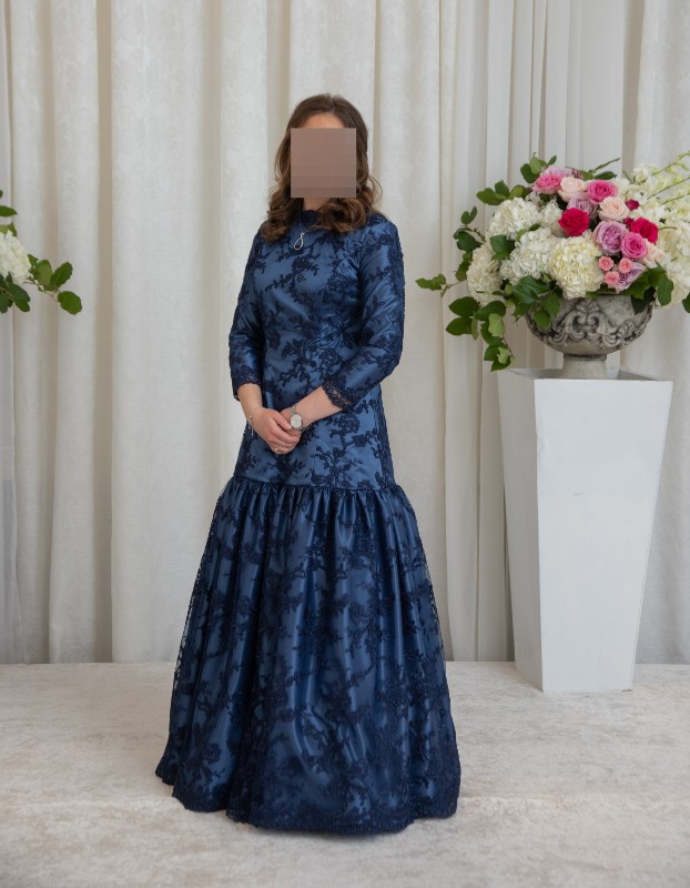 Custom elegant sister of the bride blue gown for sale