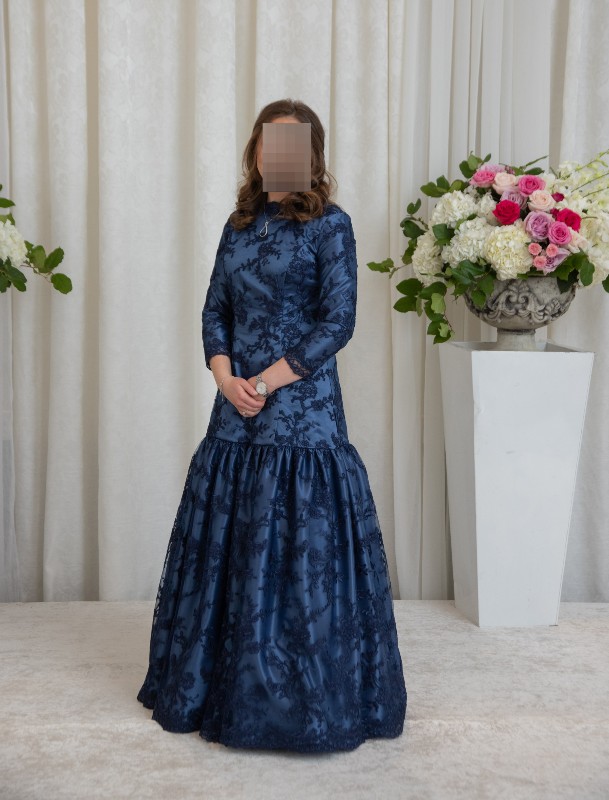 Custom elegant sister of the bride blue gown for sale