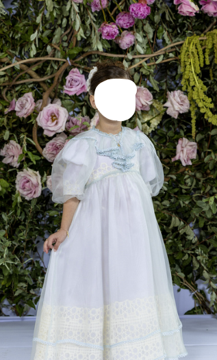 Classic designer light blue detailed kids gowns for Rent