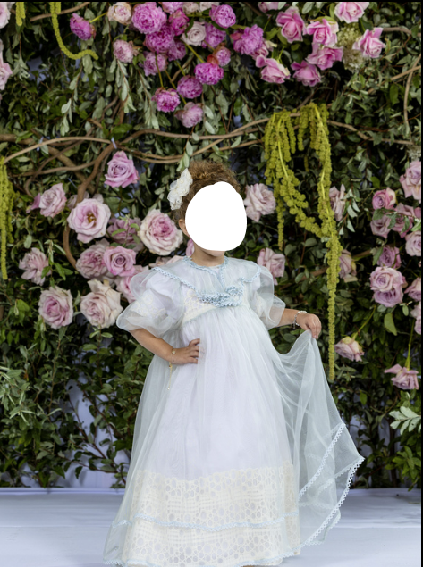 Classic designer light blue detailed kids gowns for Rent