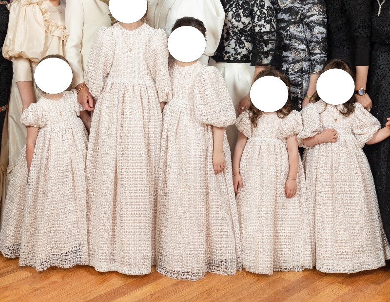 Beautiful Off-White Eyelet Lace with mauve lining Klade Gowns for sale