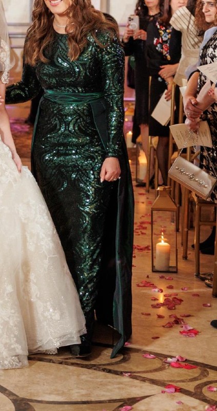 Elegant green Teri Jon gown for sale