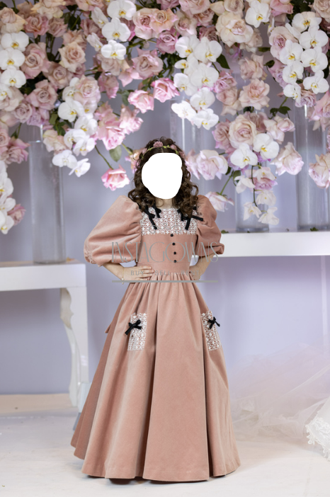Beautiful custom mauve velvet gowns for Rent