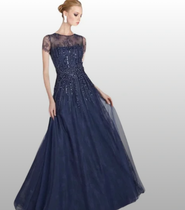 New Teri Jon Navy Gown for Sale