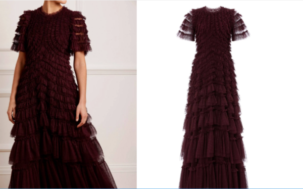 Gorgeous dark burgundy needle and Thread gown for sale