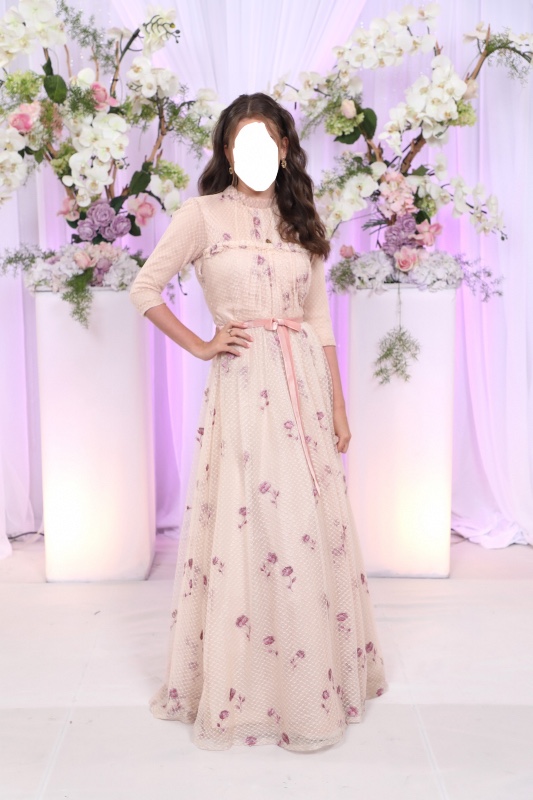 Custom made pink lace gown for rent/sale