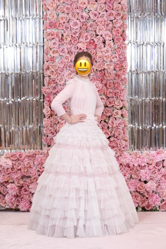Magnificent pink gown by designer J. Mendel for sale