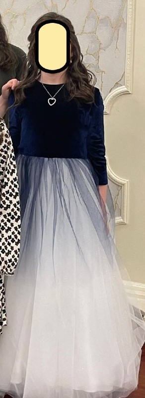 Beautiful blue and white velvet childrens bridesmaid's gowns for sale