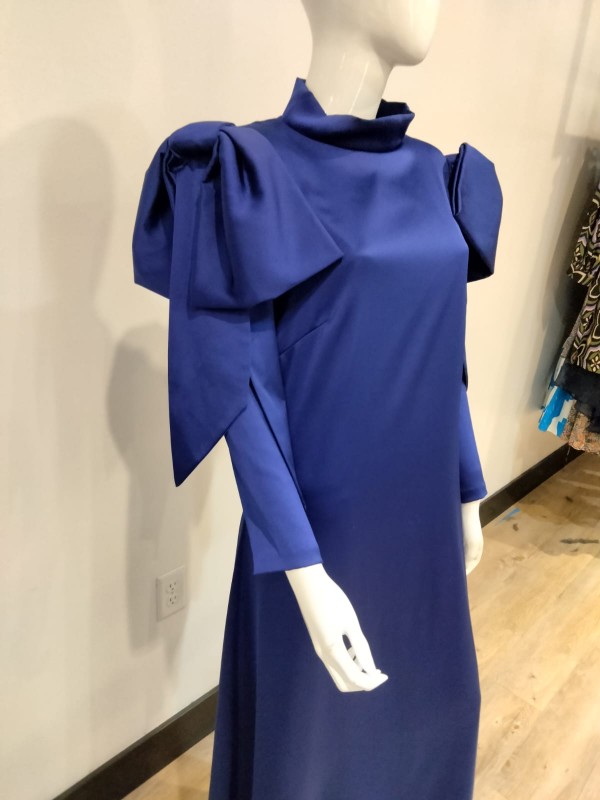 Sophisticated royal blue custom gown for sale