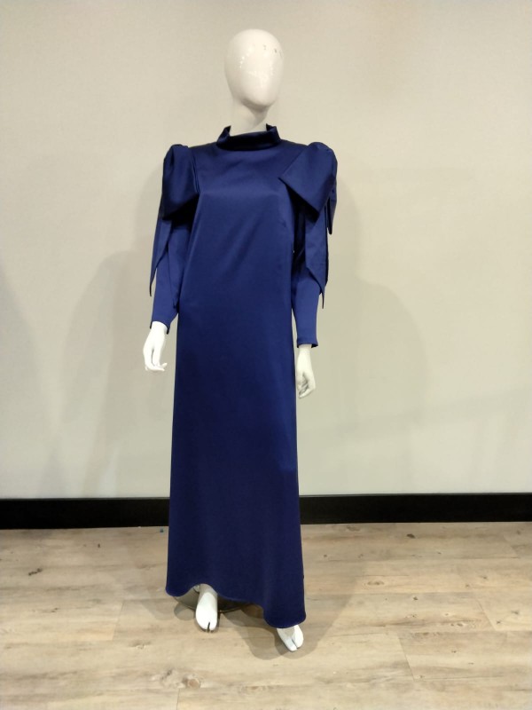 Sophisticated royal blue custom gown for sale