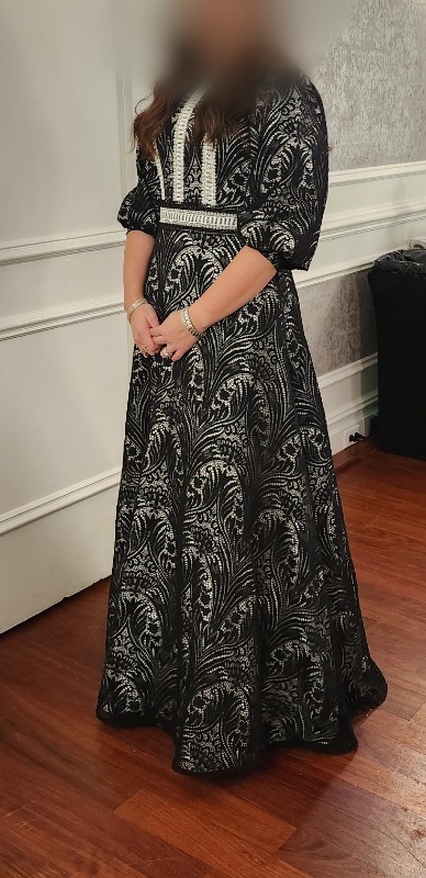 Magnificent black and white lace gown for rent/sale