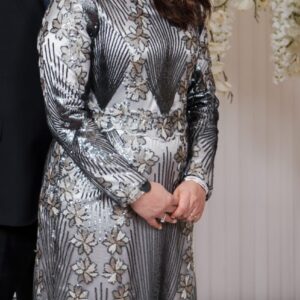 MOTG/MOTB floral applique gray-silver gown for sale