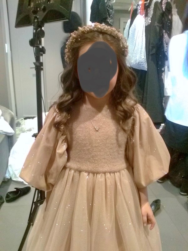 Beautiful classy little girl's blush gown for sale
