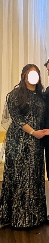 Exquisite regal black and silver gown for sale