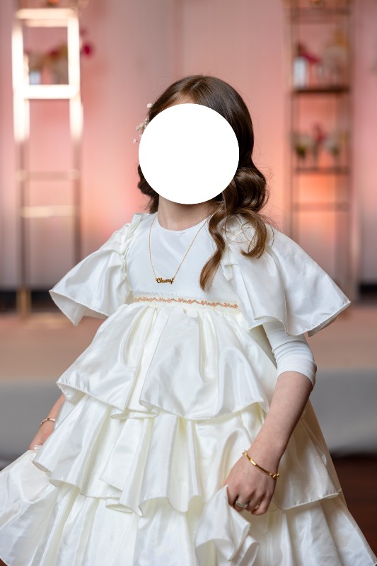Adorable Ivory Tiered Girl's Gown For Rent