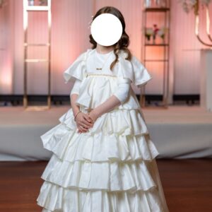 Adorable Ivory Tiered Girl's Gown For Rent