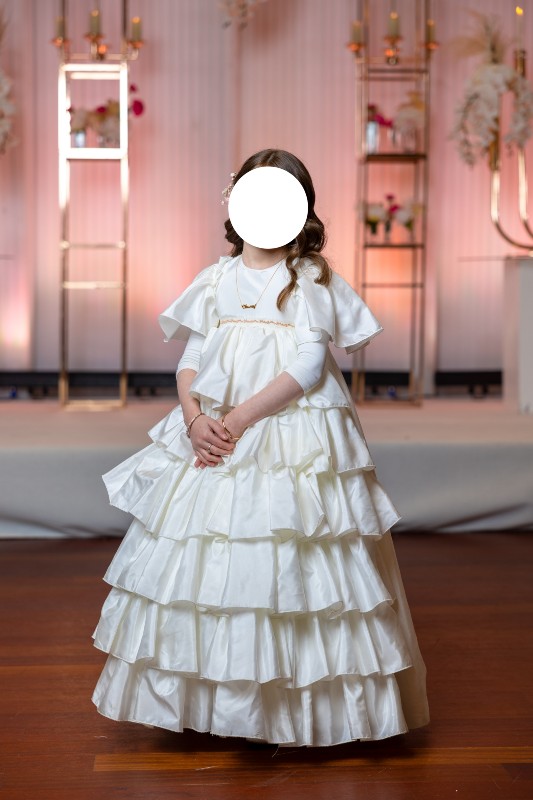 Adorable Ivory Tiered Girl's Gown For Rent