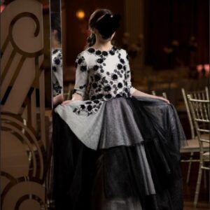 Stunning custom by zoe black and white detailed sister of the bride gown for sale