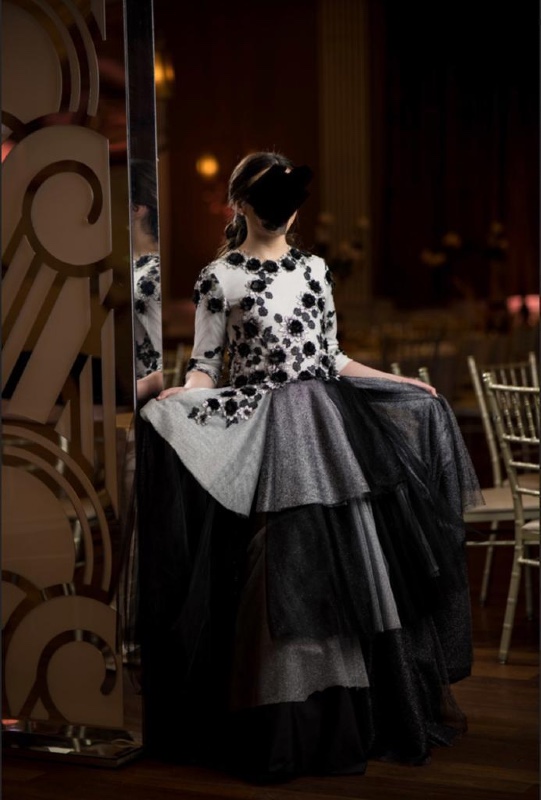 Stunning custom by zoe black and white detailed sister of the bride gown for sale