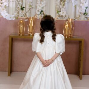 Beautiful, off white Harfenes sister of bride gown for sale