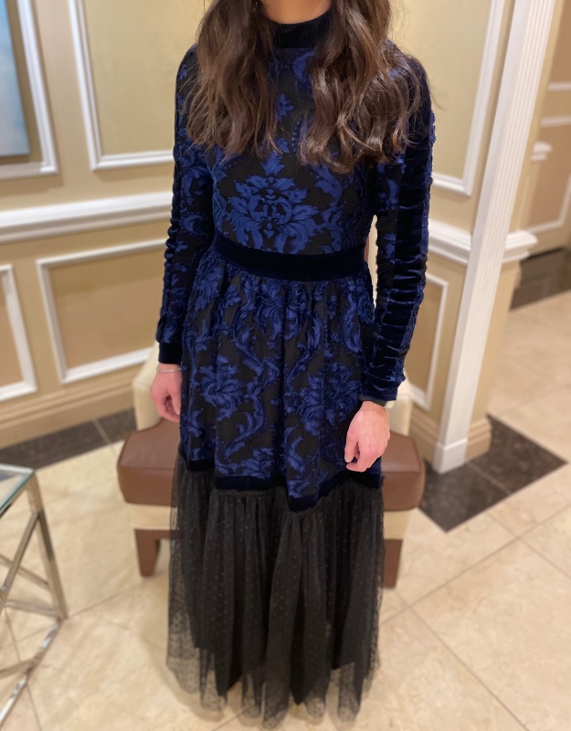 Beautiful black and blue gown for sale