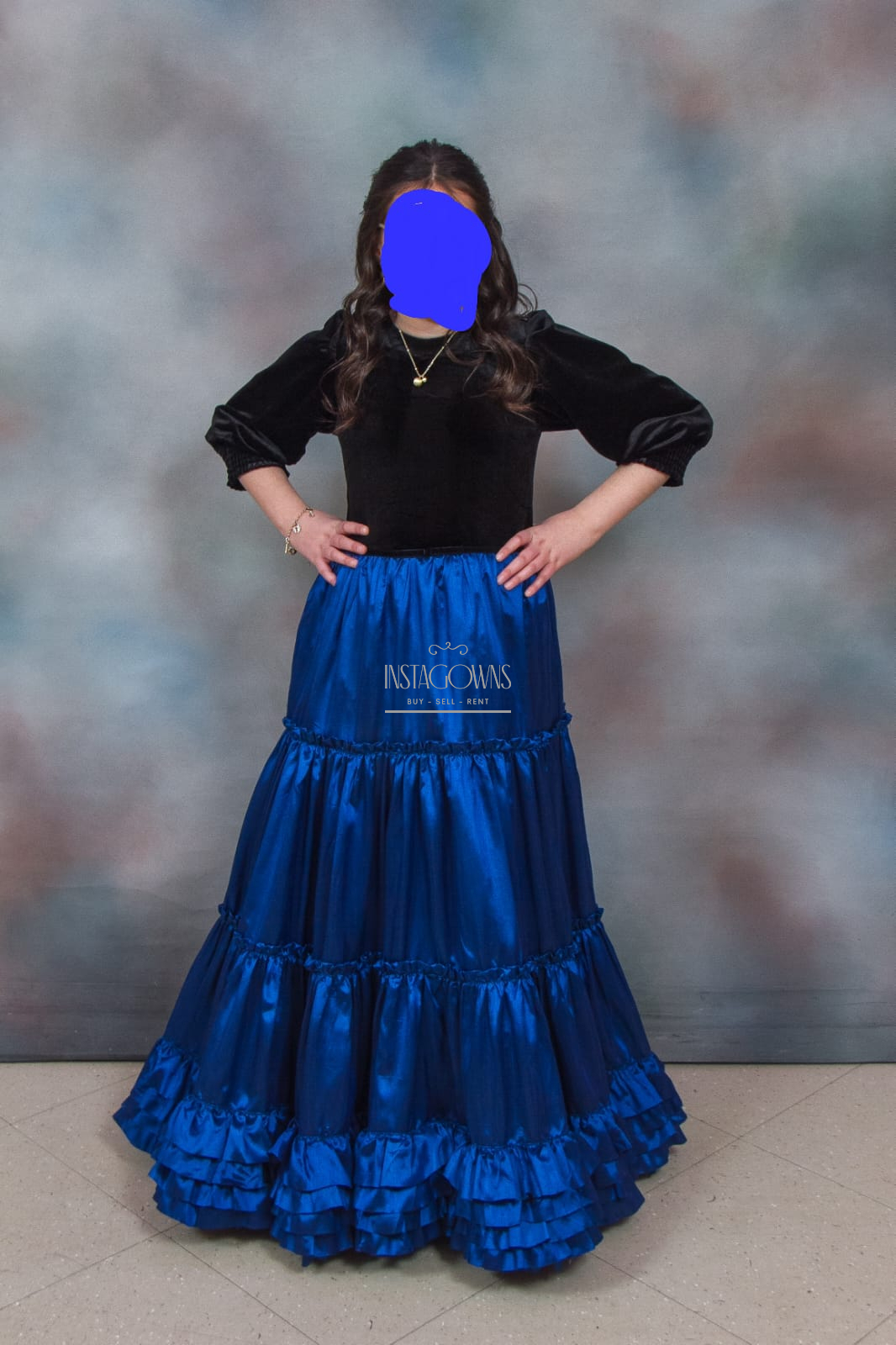 Beautiful black and blue children's gown for sale