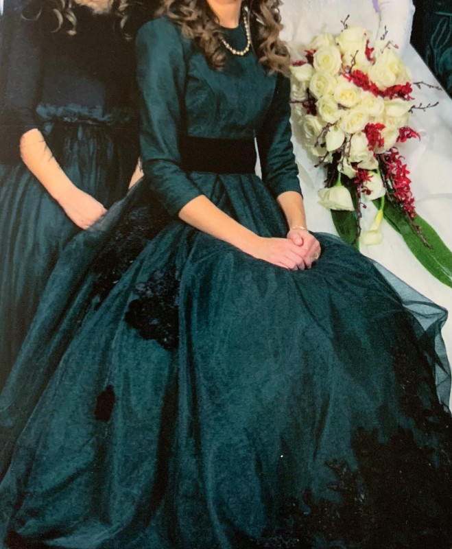 Beautiful Custom Hunter Green Tulle Gown for Sale