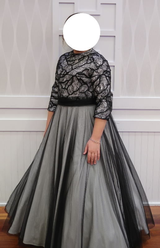 Beautiful Black and white Lace & Tulle Gown for sale