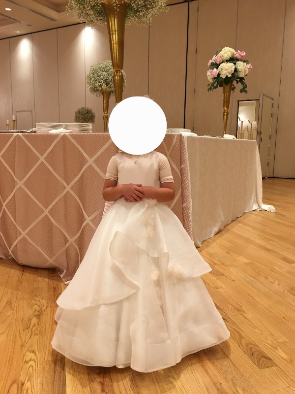 Adorable/gorgeous ivory and pale pink Joan Calabrese little girls gowns for sale