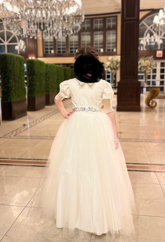Monnalisa ivory velvet and tulle gowns for sale
