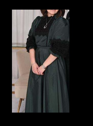 Beautiful custom black and hunter green ladies gown for sale