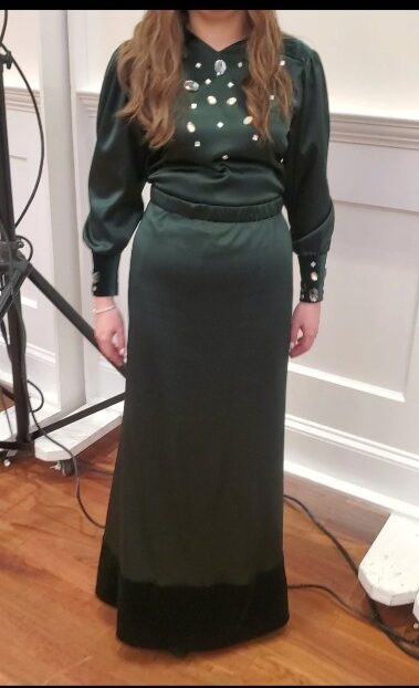 Gorgeous rich silk green gown for sale